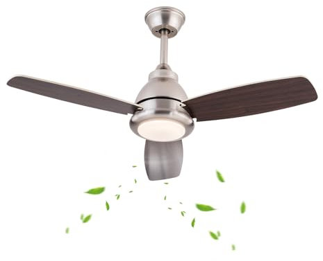 KAPIPALA Ventilador de techo de 42 pulgadas con iluminación y mando a distancia, 35 W, voltaje ancho, 3 cuchillas, silencioso, 6 velocidades, temporizador, luz de techo, ventilador, regulable,