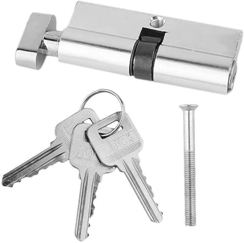 CHFYIJYHM Zylinderschloss, Haustürschloss, 70 mm Aluminium-Metalltür, Heimsicherheit, Anti-Schnapp- und Bohrschutz, mit 3 Schlüsseln, silberfarbenes Set, Werkzeuge, Türzylinderschloss