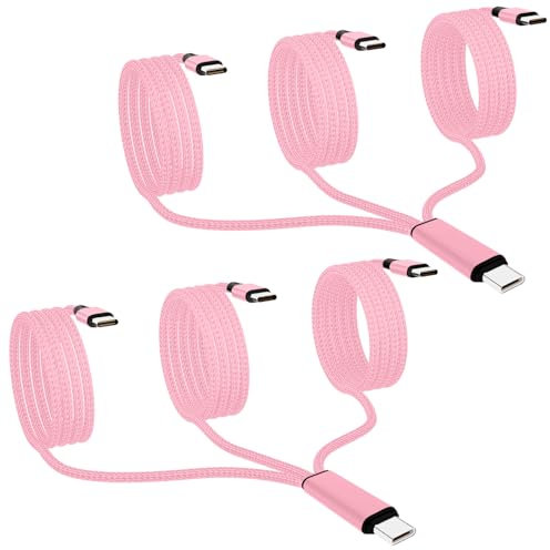 Multi USB C Kabel 1.2M 2Pack,3 in 1 Multiple Typ C Ladegerät,3A Splitter Typ-C Ladegerät,Nylon Kabel,USB-C auf 3 USBC Port,Kompatibel mit iPhone 16/15,iPad,Samsung S24,Google,Android,Kindle fire,Rosa
