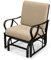 GOPLUS Gartenstuhl Schaukelstuhl, Schaukelsessel aus Metall mit Sitz- und Rückenkissen, Relaxstuhl Relaxsessel, Terrassenstuhl Outdoor für Garten Hof Balkon, Braun (S)