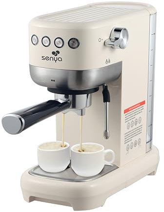 Senya Cafetera Tasty Coffee 20 bares, cafetera espresso y capuchino 1300 W, Thermoblock, espumador de leche, apagado automático