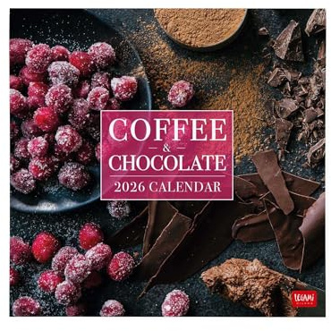 Legami - Wandkalender 2026,Coffe & Chocolate, großer Wandkalender, Jahres- und 12-Monats-Planer, in 6 Sprachen, Platz für Notizen, Tierkreiszeichen, internationale Feiertage, 30 x 29 cm