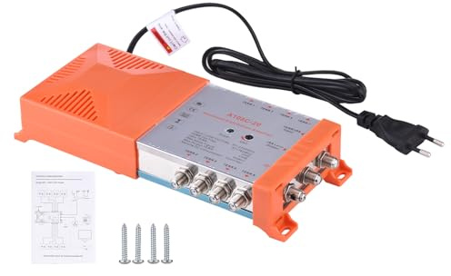 8 Way Distribution Amplifier for Terrestrial TV and Radio Signals - Indoor ATV/SAT System with IRS Loop, 20dB Gain, Low Noise, 4G Filter, Wall Mounted