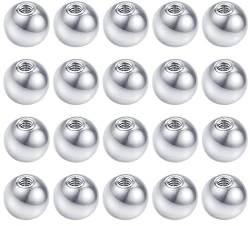 CJAPGJW 20 Stück Zungenpiercing Kugeln, 1.2x3mm Piercing Kugeln, Edelstahl Gewinde Schraubkugeln, Piercing Kugel Aufdreher Silber Piercing Kugel Ersatzkugel für Nasen Lippen und Augenbrauenpiercing