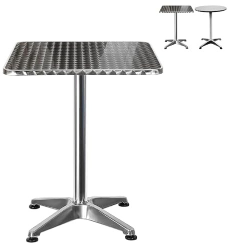 XUANYU Esstische für 4 Personen, Bistrotisch, Küche, Höhe 70/110 cm, Stehtisch, faltbar, für Esszimmer, Wohnzimmer, Büro (Silber, quadratisch)