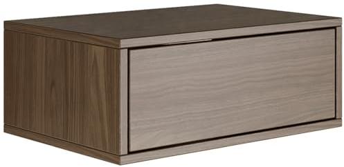 Selsey Table de Chevet Suspendue Flottante Wisconsin - Couleur Noyer - 50 x 36 x 20,8 cm (l x P x H) - Table de Chevet avec tiroir en Minimaliste - Push to Open - Scandinave - Montage Mural Peu