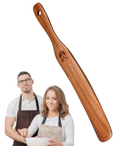 Wooden Stir Stick - 27.9cm Multifunctional Cooking Spoon | Wooden Egg Flipper Spatulas, Narrow Jar Scraper, Portable Spatula for Stirring, Mixing, Baking, Serving