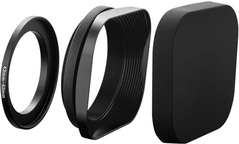 BCMCZCDC Paraluce rettangolare in metallo con anello adattatore da 43 mm, per obiettivi microfotocamera Canon, Sony, Fuji, Leica