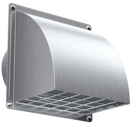HG Power 100mm Stainless Steel Vent Cover – External Wall Vent Cover with Magnetic Backdraft Flap, 4 Inch Extractor Fan Vent Cover for Kitchen Cooker Hood, Bathroom Fan, Tumble Dryer (Silver)