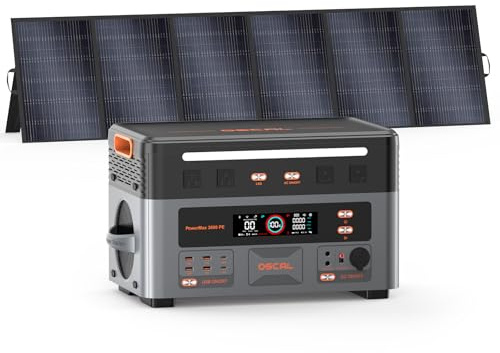PowerMax 3600PE Generatore Solare 3600W con Pannello Solare da 500W | 2016Wh Centrale Elettrica Portatile, Batteria LiFePO4, Controllo APP, Portable Power Station per Campeggio, Camper, Casa