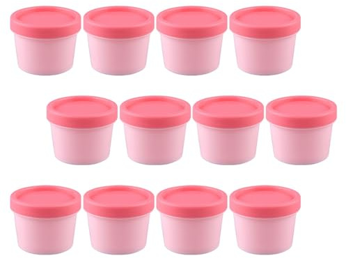 Didiseaon Lot de 12 Pots pour Glace Maison Vides en PP Couvercles, Petits Contenants Compacts Adaptés pour Masque Facial et Voyage, pour Soins Peau