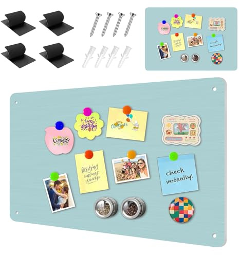 LUPATDY Magnettafel 43 * 30cm, Pinnwand Magnetisch, Magnetwand Kinder, Metalltafel Magnetwand Kratzfest, Magnettafel Tafel für Küche, Büro, Kühlschrank (Grün)
