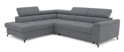 Ecksofa mit Schlaffunktion PASTI PREMIUM L-Form, Sofa Couch mit Bettkasten, 3-Sitzer Eckcouch, Schlafsofa für Wohnzimmer, Big Sofa Couch mit Schlaffunktion (Water Repellent Grau, Ottomane Links)