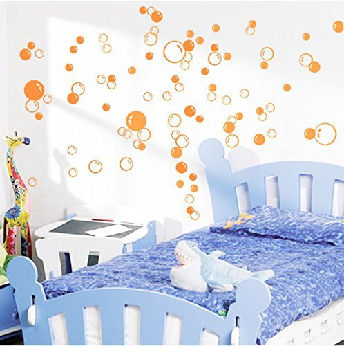 88 Waterproof Floating Bubble Loose Stickers Choose from 20 Colours Bathroom Tile Window Wall Art - Orange