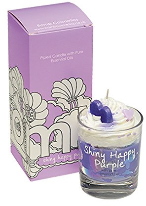 Bomb Cosmetics Piped Glass Candle - Shiny Happy Purple
