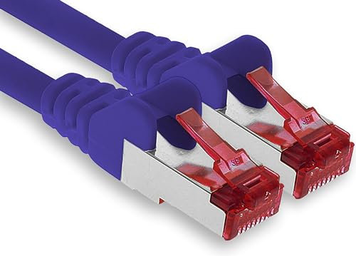 1aTTack.de - 1x 7,5 m câble patch CAT6 S/FTP PIMF blindage câble réseau CAT.6 RJ45 câble Ethernet routeur LAN DSL commutateur modem panneau de brassage - violet - 1 pièce