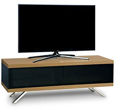 MDA Designs TUCANA 1200 HYBRID BLACK OAK Beam Thru Remote-Friendly up to 60 Flat Screen TV Cabinet