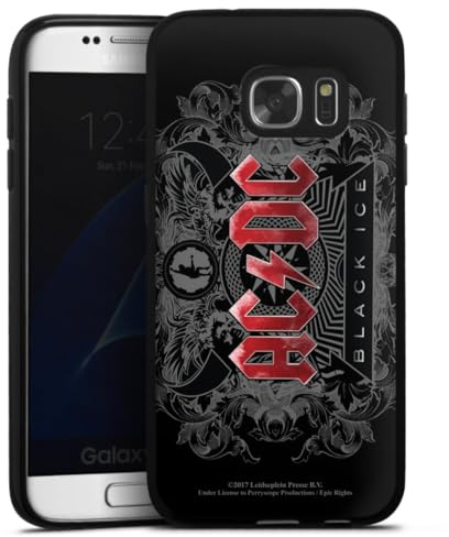 Silikon Hülle kompatibel mit Samsung Galaxy S7 Case schwarz Handyhülle ACDC Fanartikel Black Ice