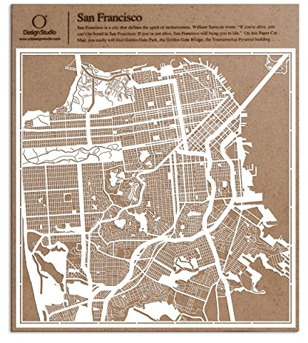 San Francisco Scherenschnitt Karte, Weiß 30x30 cm Papierkunst