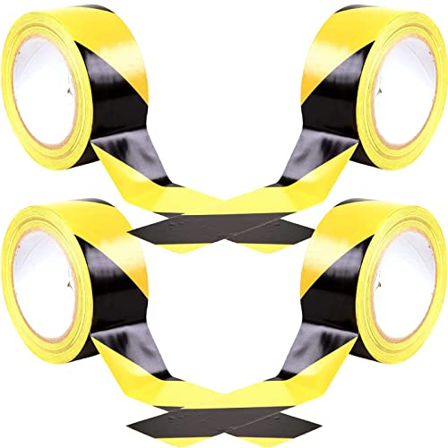 Markierungsklebeband,4 Pcs Selbstklebendes Absperrband,Sicherheitsmarkierung Flatterband,Bodenmarkierungsband,gelbes/schwarzes Warnband Anti-Rutsch-Klebeband Gefahr Warnung Haftmarkierung(48mm*18m)