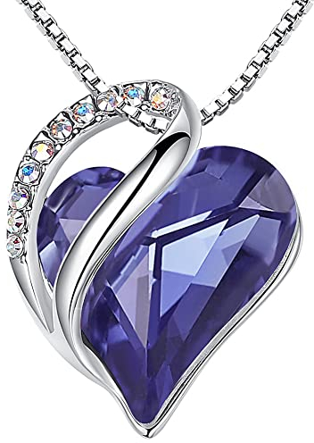 Leafael Birthstone Halskette für Damen, Halskette für Frauen mit heilenden Kristallen, Tansanit Lila für Februar, Allergiefreie kette damen mit Geschenkbox inklusive