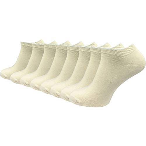 GAWILO Damen & Herren Sneaker Socken aus 100% reiner Baumwolle (8 Paar) | kurze & dünne Natur Füßlinge | ohne drückende Naht über den Zehen | verstärkt & atmungsaktiv (43-46, Natur)