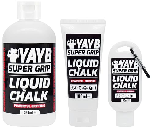 LIQUID CHALK | YAYB | Powerful Hand Grip | Sweat-Free Hands Gym | Weight Lifting, Rock Climbing, Gymnastics, Weightlifting, Pole Dancing, Bouldering, Powerlifting, Strongman, Dry, Sports (1x 250ml)