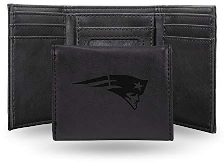Rico Industries NFL Geldbörse mit Lasergravur, dreifach faltbar, Schwarz