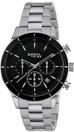 Breil Orologio UOMO DUDE quadrante MONO-COLORE NERO movimento CRONOGRAFO QUARZO e BRACCIALE ACCIAIO ARGENTO EW0447