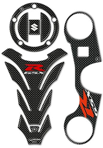 labelbike - 3D Harz Aufkleber Schutz für Tank, Tankdeckel und Gabelplatte, Motorradlenkung, kompatibel mit Suzuki GSX-R 600-750 2006-2016 und GSX-R 1000 2007-2008