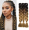 Silk-co Afro Flechthaar Braids Hair Extensions Synthetische Haare Weich Natürlich Haarteil 3Pcs 100g/Bündel 60cm Braun ombre