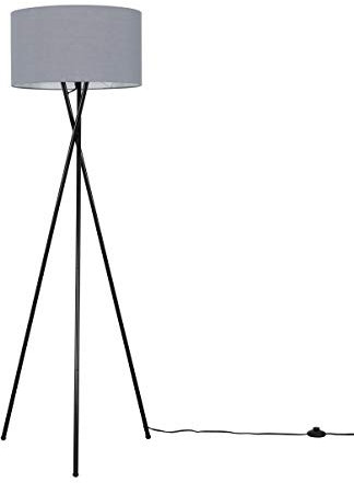 MiniSun | Modern Gloss Black Metal Tripod Floor Lamp with a Dark Grey Shade | Floor Lamps & Torchieres, Home Décor, Improvement & Lifestyle Essential