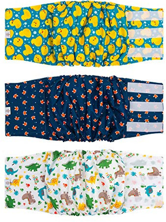 CuteBone Bauchwickel für Rüden Waschbare Welpenwindeln 3 Stück pro Packung DM02XL-DE