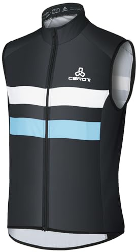 CEROTIPOLAR Men's Cycling Vest with 3 Reflective Tape Cargo Pockets, Micro Softshell Windproof Bike Vest