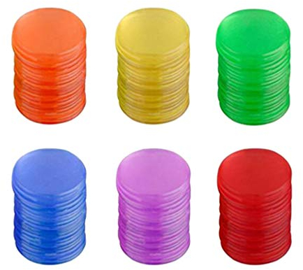 NUOBESTY 300 Stück Bingo-Zählchips Transparente Plastikmarker Kleine Plastikzählscheiben für Matheübungen Und Pokerchips-Spielmarken