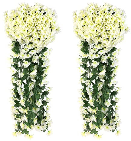 Souarts 2/4 Stück Kunstpflanze Kunstblumen Hängend Wie Echt, Blumenranken Künstliche Blumen für Draußen Drinnen Terassendeko Balkon Dekoration Wanddekoration für Haus Garten Hochzeit Büro