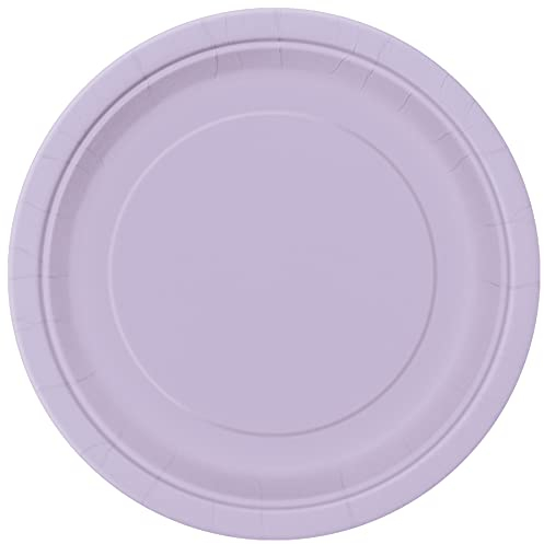 Unique - Piatti Ecologici in Carta, 23 cm, Colore Lavanda, Confezione da 8, Lavender, pack of 8, 31355EU