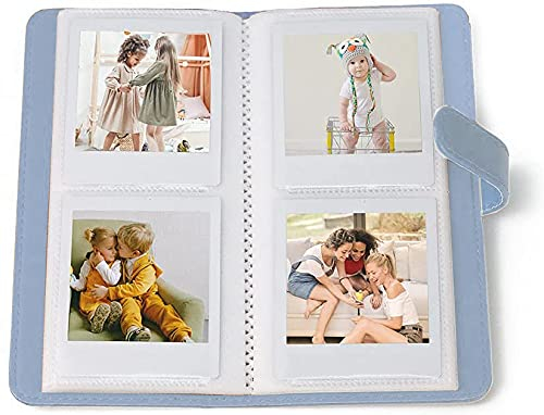 Berfea Mini-Fotoalbum für Fujifilm Instax Square SQ6, 80 Taschen Premium PU Leder Film Wallet, kompatibel mit Instax Square SQ1/SQ10/SQ20/SQ6, SHARE SP-3 Drucker, Blau