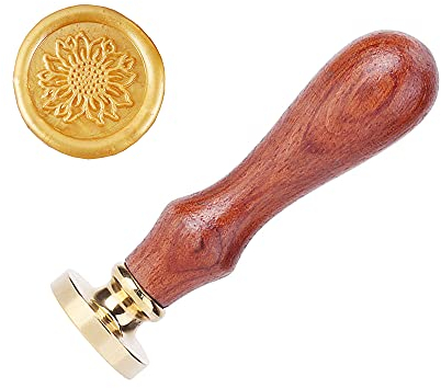 Sonnenblumen-Wachs-Siegel-Stempel, AMTOL Blumen Wachs-Siegel-Stempel-Set, Vintage personalisierte Wachs-Siegel-Stempel für Brief-Karten-Einladungen, Geschenkverpackung.
