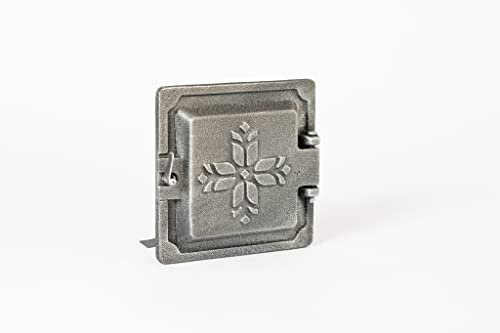 SEZAM Revisionstür für Öfen aus Gusseisen 14,6 x 4,5 x 14,6 cm, Kamintür - Klappe - Räumungstür, für Backöfen, Feueröfen & Kamine - altsilberfarben bemalt
