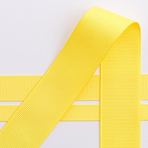 Italian Options Grosgrain Ribbon 25mm, Strong Plain Yellow Ribbon for Bows, Wedding, Crafting, Sewing, Hair Accessories, Gift Wrap, 25 mm x 10 Metre Roll, Yellow