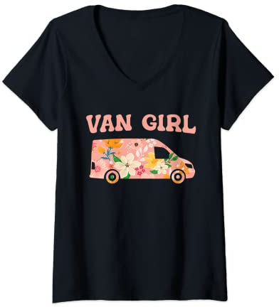 Femme Vanlifer Camper Camping - Van Life T-Shirt avec Col en V