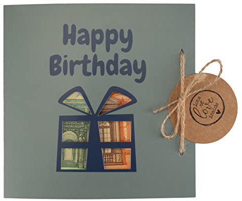 Geburtstagskarte Happy Birthday – kreative Geldgeschenkidee – originelle Grußkarte zum Geburtstag für Männer, Frauen & Kinder – personalisierbares Geschenk zum Geld verschenken
