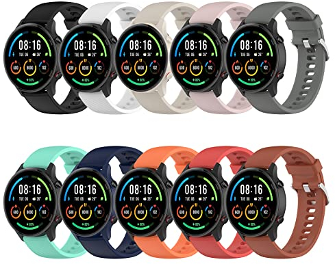 CHULN Cinturino per Xiaomi Mi Watch/S1/S1 Active/Color Sport - 10 Pezzi, 22mm Silicone, Colori Sportivi per Smart Watch