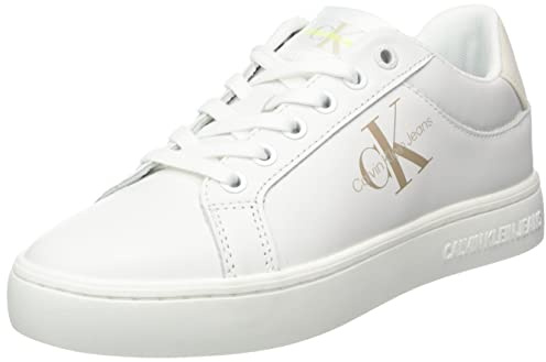 Calvin Klein Jeans Damen Cupsole Sneaker Schuhe, Weiß (White/Ancient White), 40