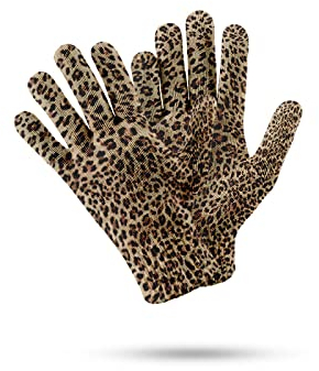 YUUKI Winter Handschuhe,Winterhandschuhe Schwarz Dot Leopard Print 3D-Muster Atmungsaktiv Anti-Rutsch Gestrickte Touchscreen-Handschuhe Mit Stulpe Für Damen Herren Outdoor Running Thermohandschuhe