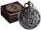 ManChDa Taschenuhr Lucky Dragon & Phoenix Vintage Mechanische Steampunk Skelett Römische Ziffern Schwarz Fob Uhr mit Kette für Männer Frauen, 1-b Schwarzes und dunkelbraunes Holzgehäuse, Vintage