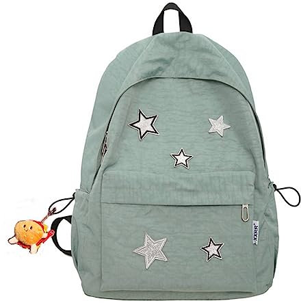 Kawaii Rucksack mit niedlichen Accessoires, Sternmustern und strapazierfähigem Nylonmaterial, Grün , Einheitsgröße, Kawaii