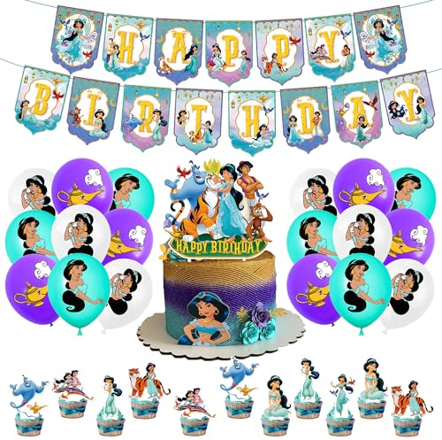 Princess Jasmin Deko Geburtstag Jasmin Geburtstag Deko Jasmine Geburtstag Luftballons Princess Jasmine Kuchen Topper Prinzessin Jasmin Geburtstag Girlande Prinzessin Jasmine Geburtstag Party Deko