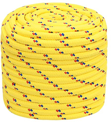 vidaXL Bootsseil Ankerleine Festmacher Tauwerk PP Leine Seil Tau Polypropylenseil Geflochten Flechtleine Gelb 16mm 50m Polypropylen